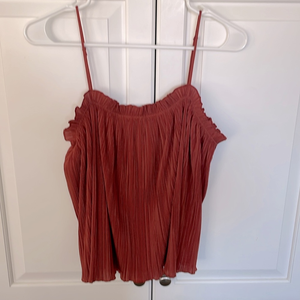 Madewell L Pleated Burnt Orange FlowyTank